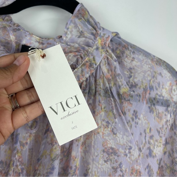NEW Vici x Fate Dashing Daisies Chiffon Maxi Dress Purple Floral Size Medium - Picture 6 of 13